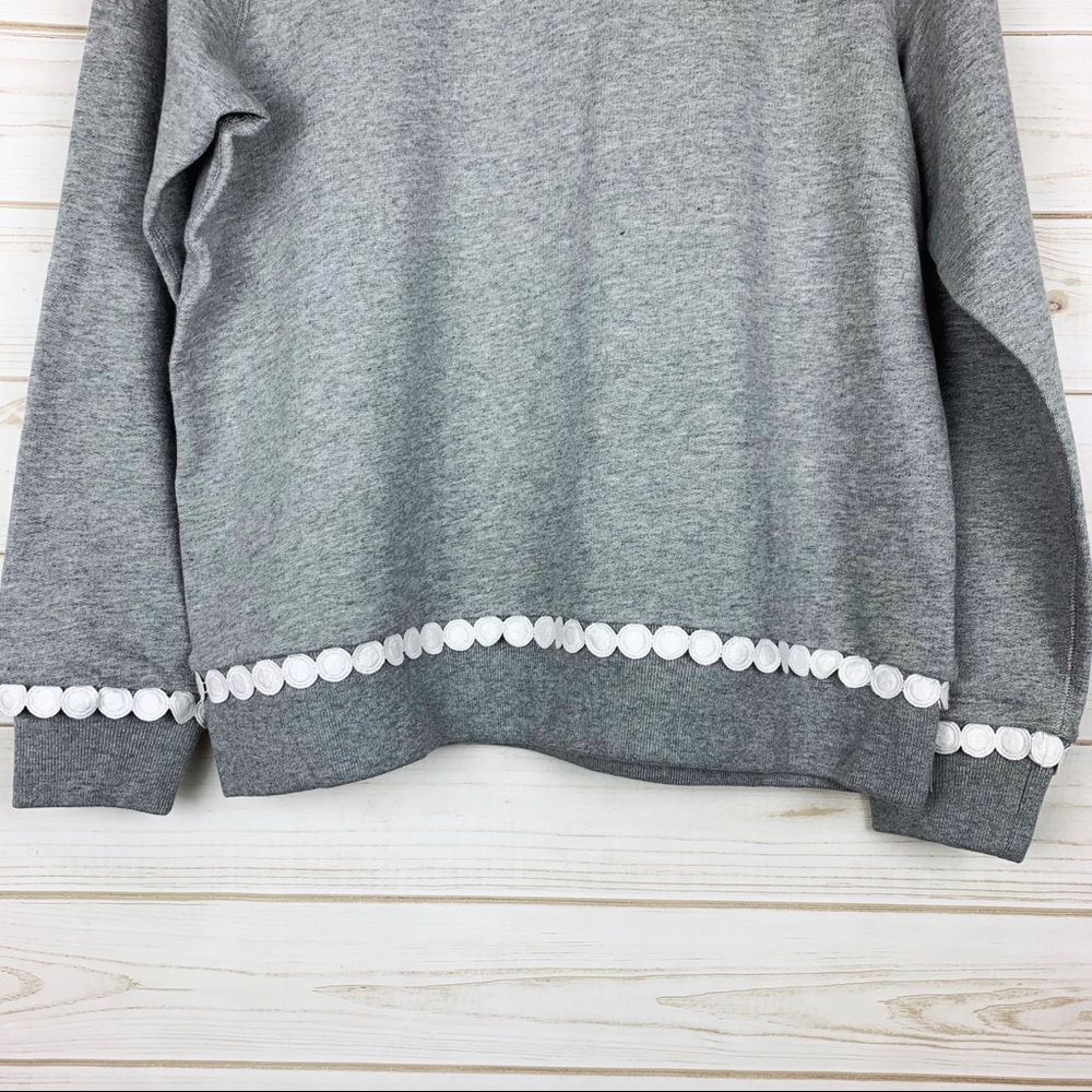 J. Crew Gray Pom Pom Sweatshirt Size Medium - Picture 3 of 14